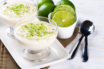 .Delicious lemon mousse. Refreshing and tasty dessert - Lime mousse