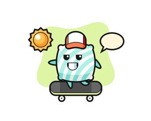 pillow character illustration ride a skateboard