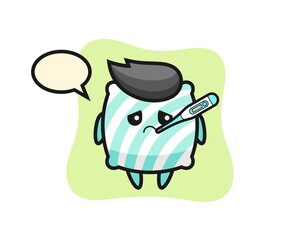 pillow mascot character with fever condition