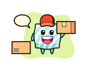 Mascot Illustration of pillow as a courier