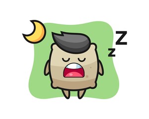 sack character illustration sleeping at night