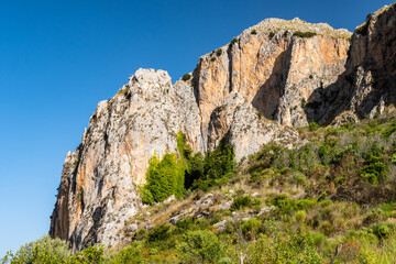 View of Rocca del Crasto near Alcara Li Fusi town in the Nebrodi Park, Sicily