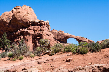 View of the Skyline Arch in Arches National Park - Moab, Utah, USA