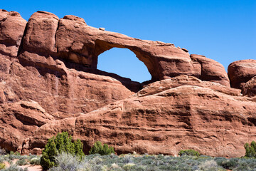 View of the Skyline Arch in Arches National Park - Moab, Utah, USA
