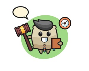 Naklejka premium Mascot cartoon of sack as a judge