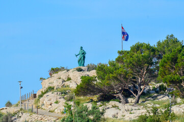 Monument of Saint Peter in Makarska, Croatia on June 17, 2019.