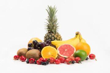 group of fresh ripe fruits . Food concept background.