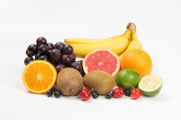 Assorted fresh ripe fruits . Food concept background.