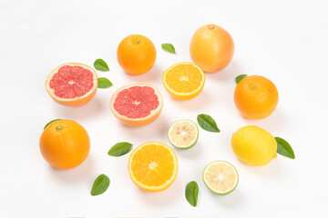 Obraz na płótnie Canvas sliced of fresh fruits . orange and grapefruit .Food concept background.