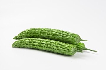 Fresh bitter melon isolated on white background