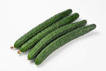 Fresh green cucumber on white background.