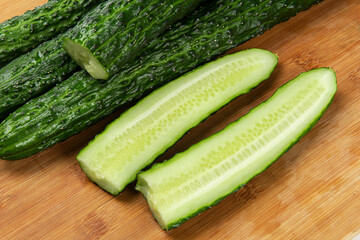 sliced of fresh green cucumber