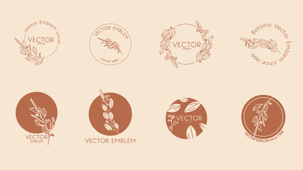 Vector logo design templates and monogram concepts in trendy linear style - frame with copy space for text or letter