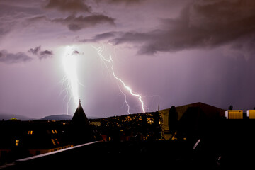 Lightning thunder over the city