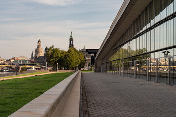 Fototapeta premium Conference center on the Elbe river in Dresden