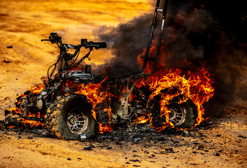 Motor  Fourtrack on fire, beautiful flames image April 2021 © Marcio