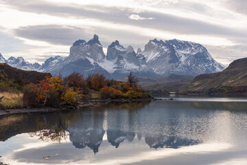 World famous mountain peaks, traveling in Torres del Paine National Park, Chile, South America....