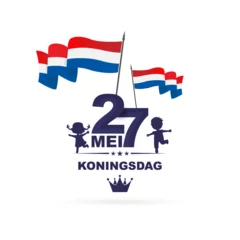 Fotobehang 27 mei koningsdag. Translation  April 27 King's Day. King's Birthday in the Netherlands. Card, banner, poster, background design. Vector illustration. © Metaverse