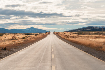 Autumn highway background picture, traveling in Chile, South America. Beautiful natural scenery.