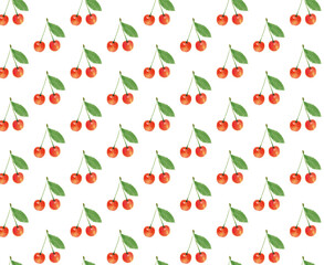 さくらんぼ　サクランボ　チェリー　背景　濃　黄色　手描き　イラスト
