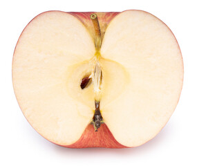 Fresh Apple with leaf on white background, San Fuji Apple isolated on white background. With clipping path.