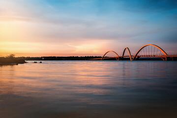 Ponte Jk - Sunset Brasilia - obrazy, fototapety, plakaty