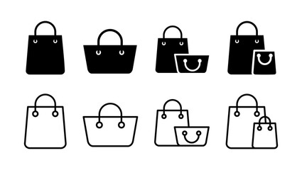 Shopping bag icon set. shopping icon vector