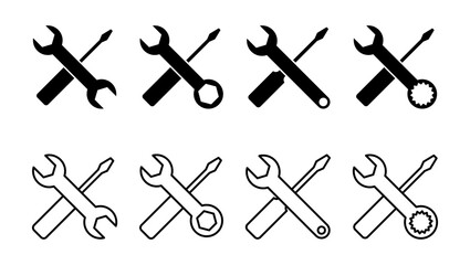 Repair tools icon set. tool icon vector. setting icon vector. Wrench and screwdriver. support, Service
