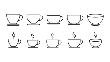 coffee cup icon set. cup a coffee icon vector.