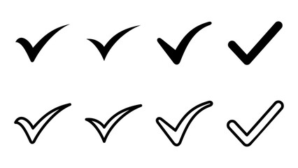 Check mark icon set. Check mark sign. Tick mark symbol vector