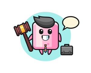 Illustration of marshmallow mascot as a lawyer