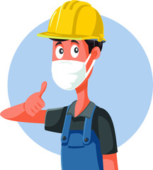 Construction Worker Wearing Face Mask with Thumbs Up