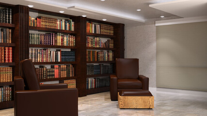 テレビ会議背景用 ZOOM会議背景用 CG 部屋 ラウンジ 本棚 書斎 video conferencing	
