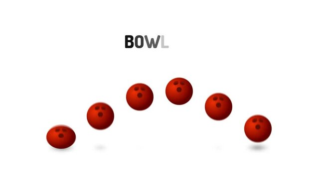 Jumping bowling ball. Red bowling Sport loading progress bar illustration motion design animation. 4k sport video animation with alpha matte channel.