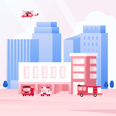 Vector illustration of the fire station.