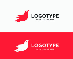 Flying Bird Logo and Icon. Sparrow Modern Logo Design. Fly wing professional icon logotype. Trendy gradient design template for app, web, business or, corporate identity. Vector illustration.