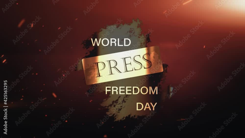 Poster world press freedom day cinematic title intro background concept. 4k 3d render seamless looping worl