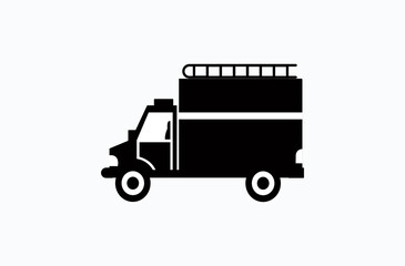 Fire engine vector flat icon. Isolated firefighter car emoji illustration