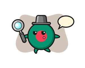bangladesh flag badge cartoon character searching with a magnifying glass