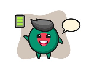 bangladesh flag badge mascot character with energetic gesture