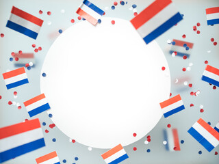 Netherlands King's birthday, liberation day. flags on a foggy background. The concept of freedom,...