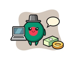 Mascot Illustration of bangladesh flag badge as a hacker