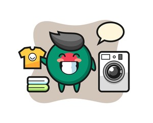 Mascot cartoon of bangladesh flag badge with washing machine