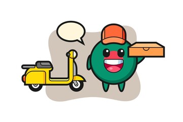 Character Illustration of bangladesh flag badge as a pizza deliveryman