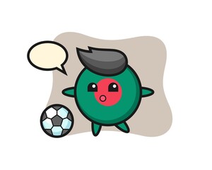 Illustration of bangladesh flag badge cartoon is playing soccer
