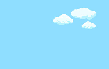 3 white clouds on a bright blue background