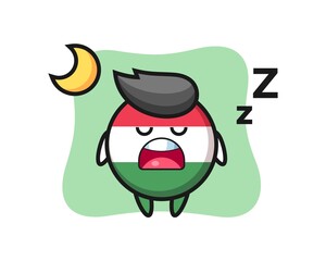 hungary flag badge character illustration sleeping at night