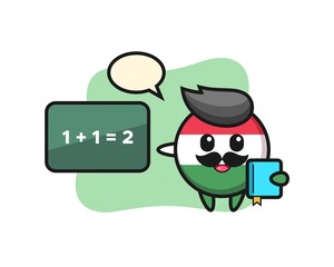 Illustration of hungary flag badge character as a teacher