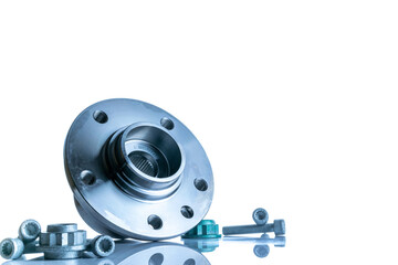 Car parts. Set of new metal car part. Auto motor mechanic spare or automotive piece isolated on...