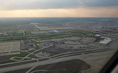 Aerial view of a parking area at Dallas Fort Worth airport